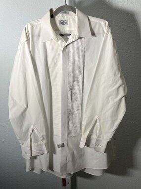 Doni Barassi White Italian Formal Tuxedo Shirt Long-Sleeve Button-Up SZ XL